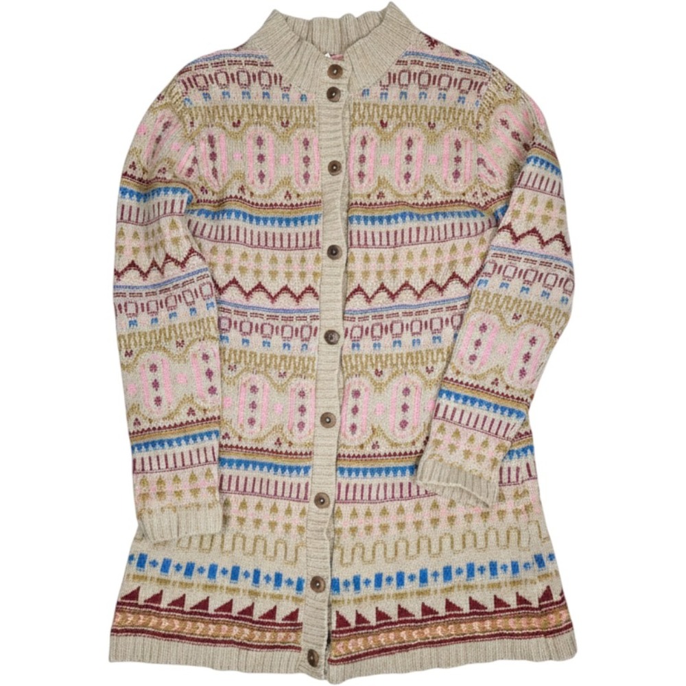 Sundance Wool Blend Fair Isle Cardigan Sweater Size Small Knit Long Sleeve